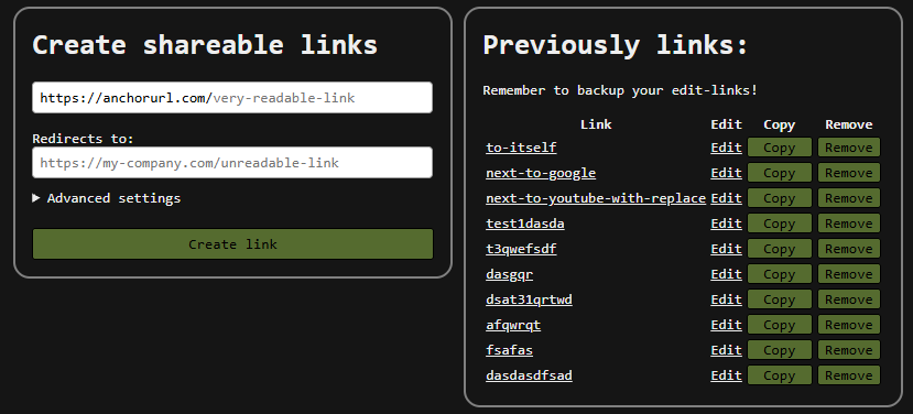 Hand-created version of AnchorURL