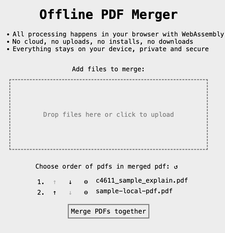 Offline PDF Merger light-mode